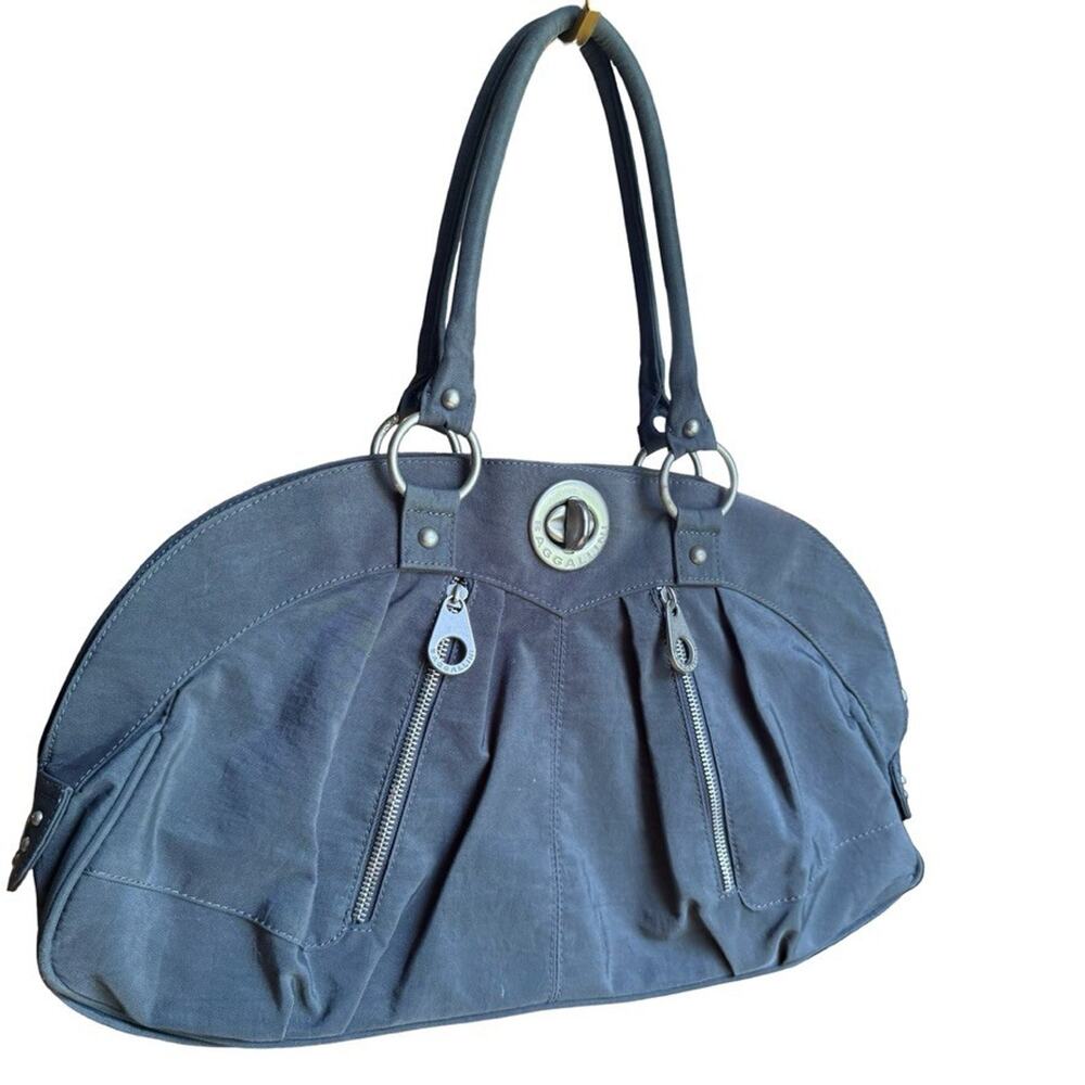 Baggallini Shanghai Satchel Gray Large Nylon Purse Handbag Bag Travel 19x11x4